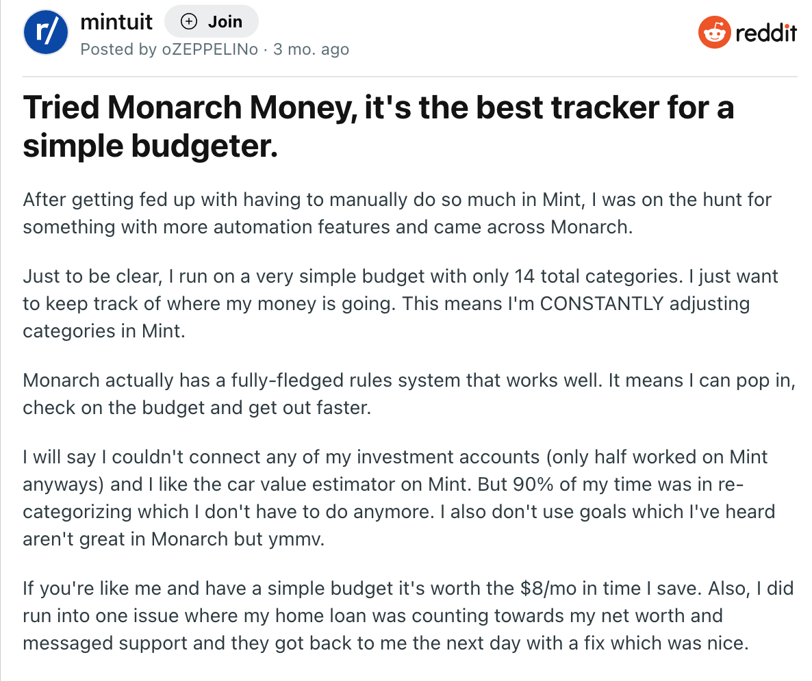 Monarch Money Reddit Review